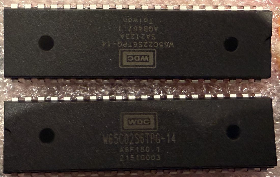 a 65C22 above a 65C02