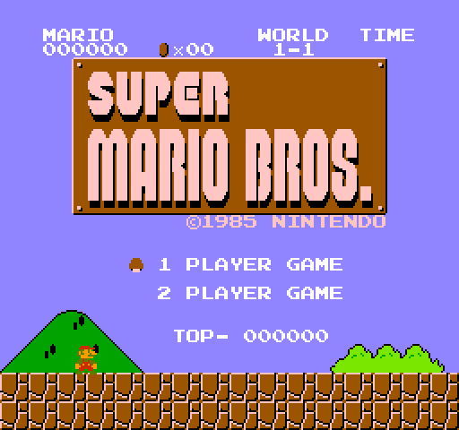 The title screen after the fix